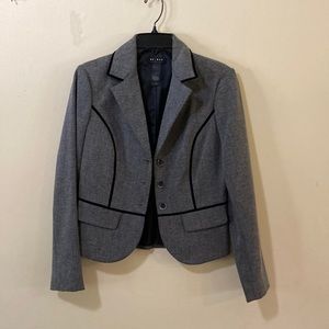 Axcess-Liz Claiborne Gray Marbled Business Casual Blazer with Black Piping-Sz 6